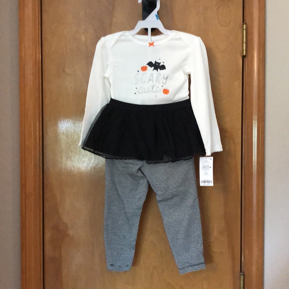 Halloween Scary Cute long sleeve body suit & Tutu leggings 2 piece set